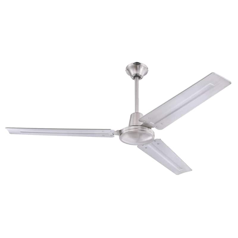 Westinghouse Lighting Jax Industrial-Style 56-Inch 3-Blade Indoor Ceiling Fan, Remote Control Included - Brushed Nickel - Light Switch