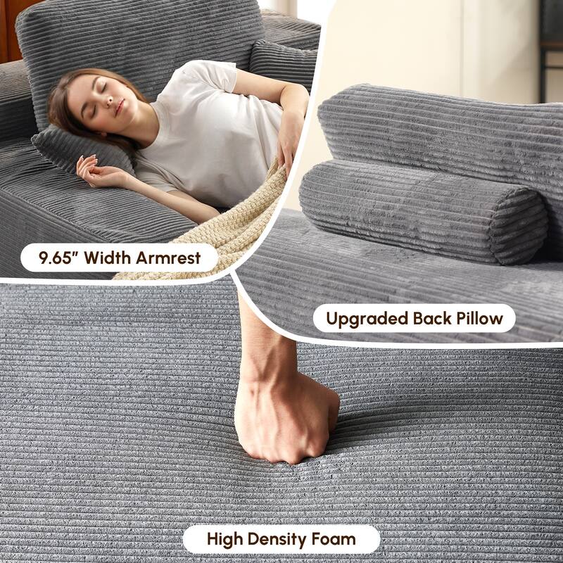HOOOWOOO Modern Upgraded Fabric Sofa Chaise Lounge