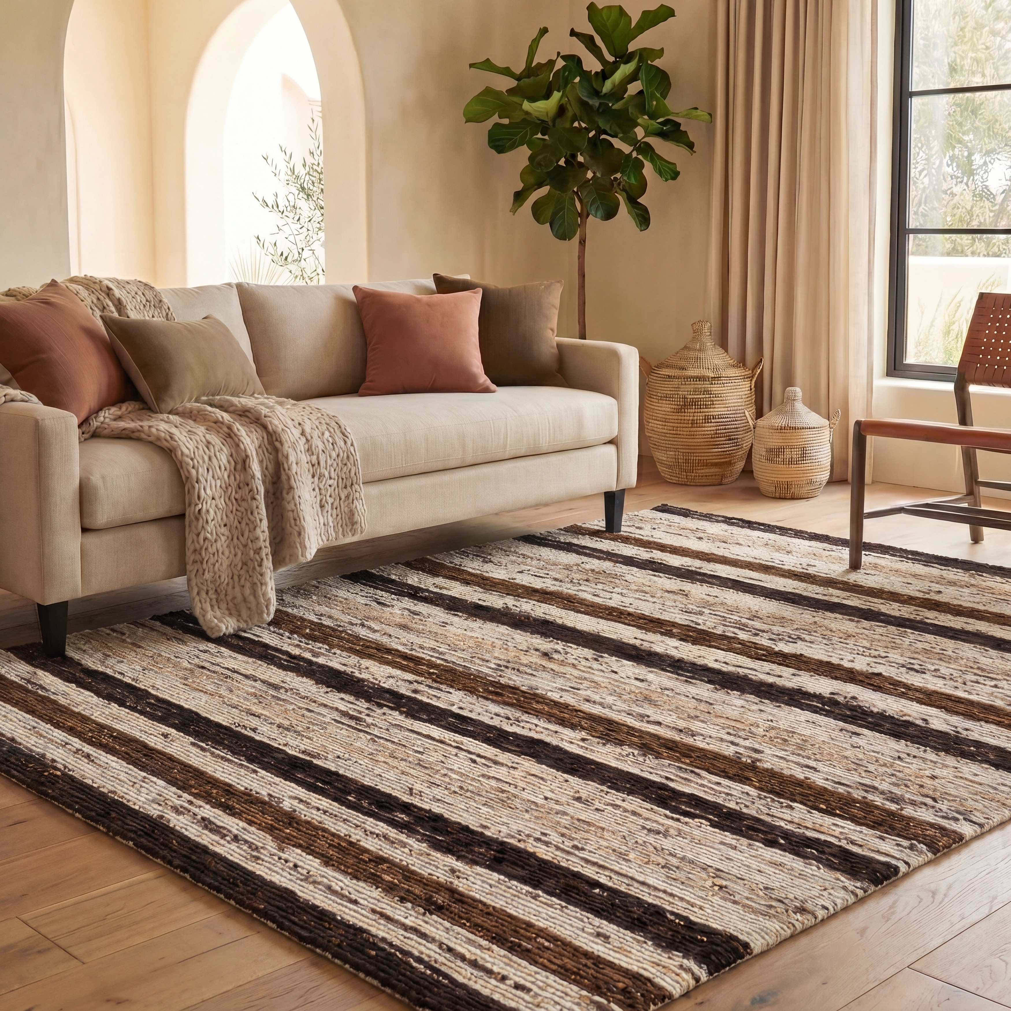 SAFAVIEH Handmade Marbella Admira Stripe Wool Rug