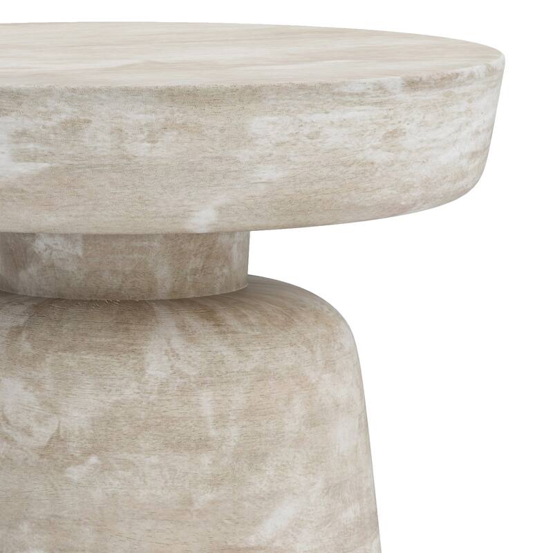 WYNDENHALL Krentz SOLID MANGO WOOD 16 inch Wide Round Contemporary Rustic Accent Table