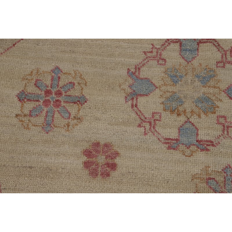 Hand Knotted Oriental 100% Wool Carpet Transitional All-Over Beige & Ivories Oushak Area Rug - 9' 9'' X 8' 1''