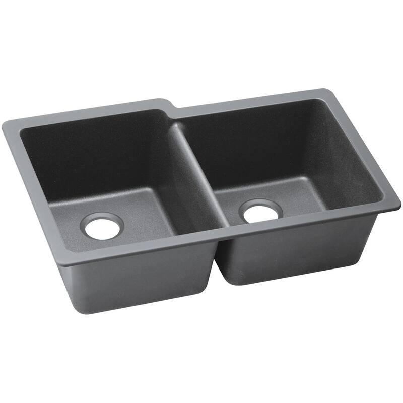 Elkay Quartz Classic 33" x 20-1/2" x 9-1/2", Offset Double Bowl Undermount Sink