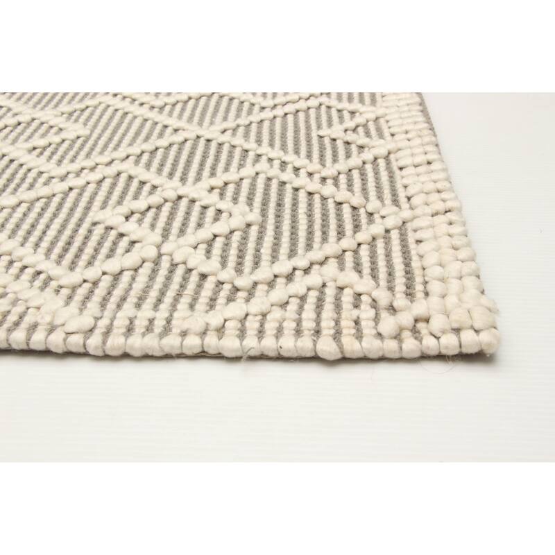 ECARPETGALLERY Braid weave Sienna Grey Wool Rug - 5'0 x 7'9