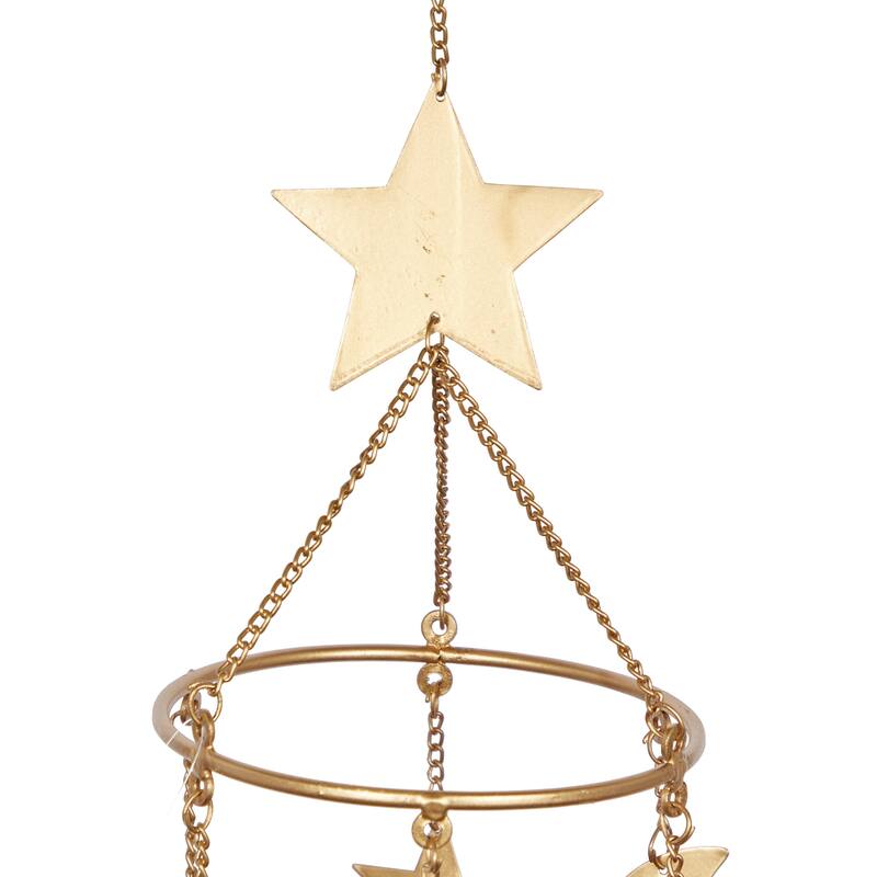 Metal Moon and Star Indoor Outdoor Windchime - Gold - Roche River Decor