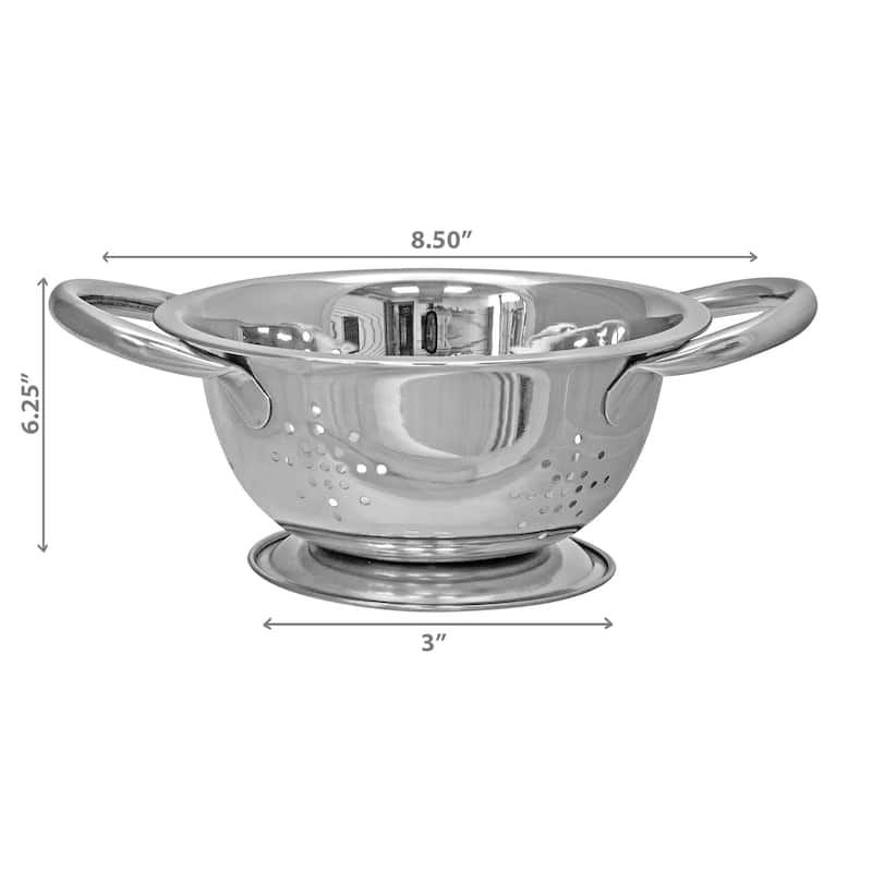 IH Casa Decor Stainless Steel Colander With Handles 6.25" - Set of 2 - Silver