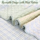 preview thumbnail 3 of 4, Cozy Line Square Patchwork Plaid Stripes Blue Green Cotton 3-Piece Reversible Quilt Bedding Set