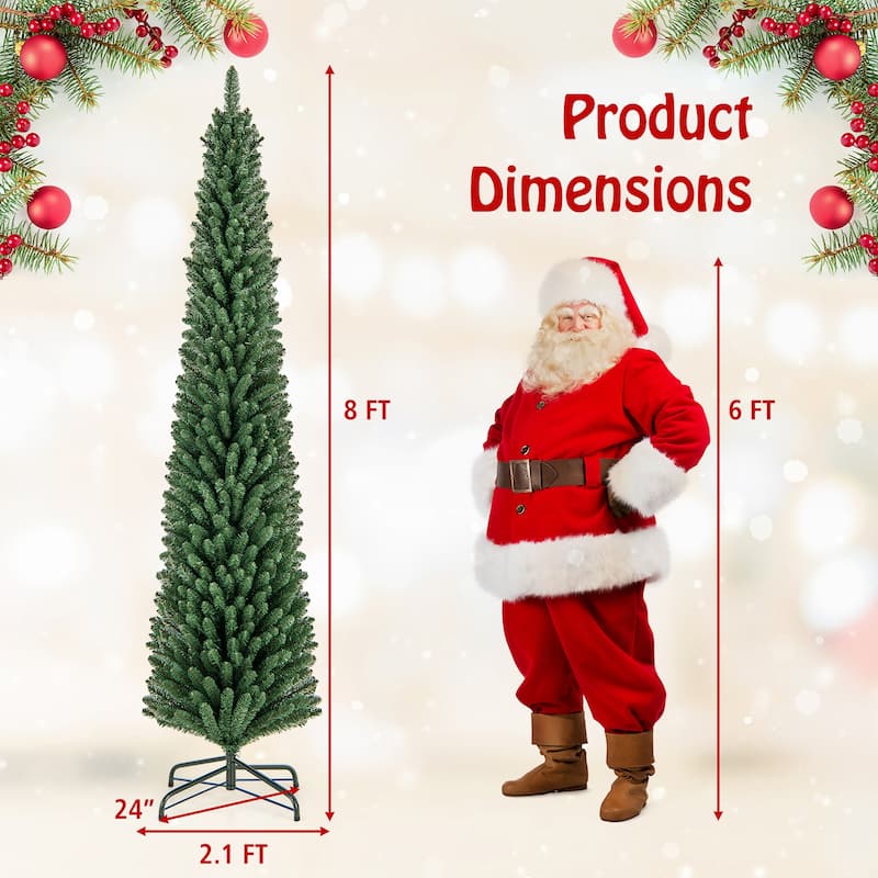 Gymax 7/8 FT Pencil Christmas Tree Artificial Xmas Tree w/ 523/671 - See Details