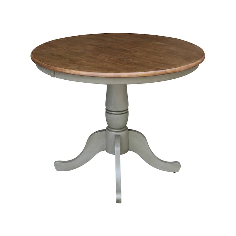 36" Round Top Pedestal Table - Hickory/Stone - N/A