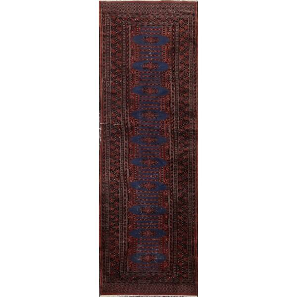 slide 2 of 17, Vintage Geometric Bokhara Oriental Runner Rug Hand-knotted Wool Carpet - 2'9" x 8'10"