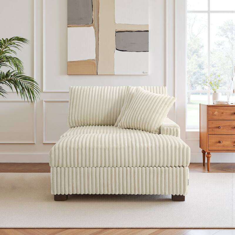 Modular Armchair and Ottoman Set with Adjustable Headrest, Flannel Upholstery