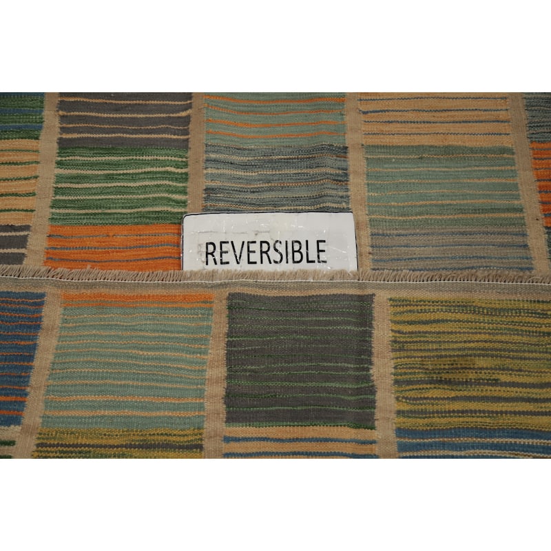 Hand Woven Oriental 100% Wool Carpet Southwestern Modern Multi-Colored Kilim Area Rug - 6' 10'' X 5' 0''