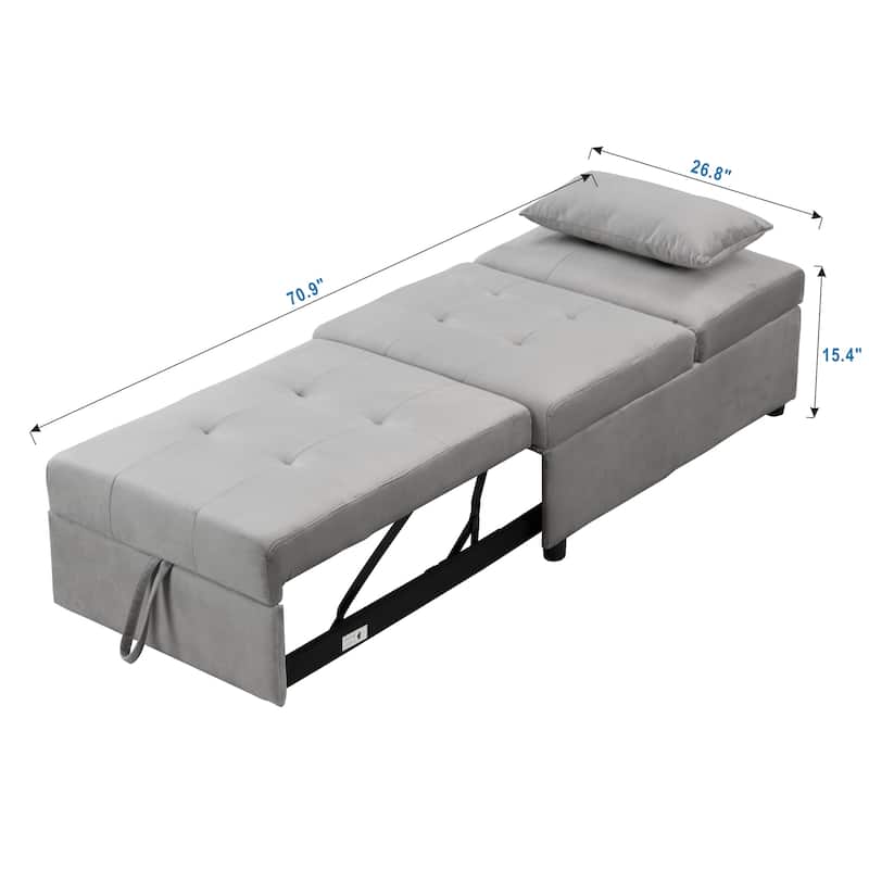 Multi-Functional Folding Ottoman Sofa Bed with Converts to Lounge Chair and Single Bed (264lb Capacity)