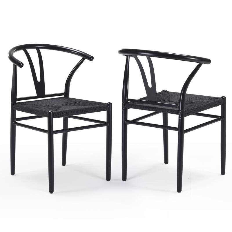 Wood Dining Room Chairs Set of 2 Mid Century Modern Wooden for Your Beach House - Black