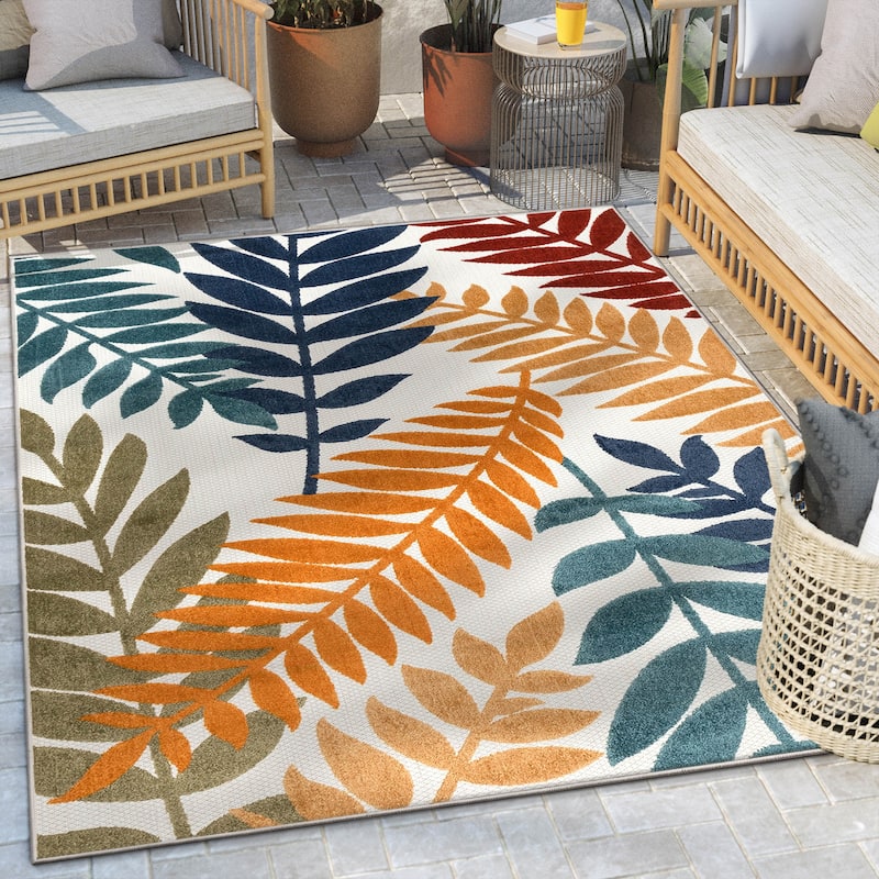 Well Woven Dorado Mariah Modern Indoor Outdoor Floral Area Rug - 3'11" x 5'3" - Blue
