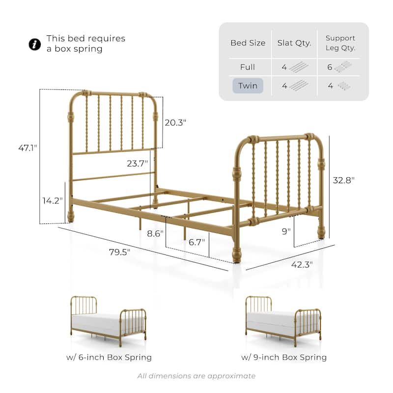 Furniture of America Wren Metal Twin Spindle Bed.