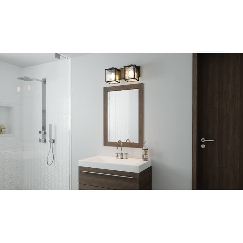 Holsten 2-Light Matte Black Vanity Light - Matte Black