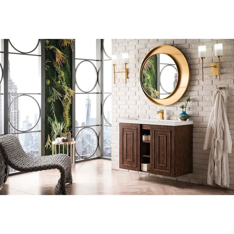 James Martin Vanities Alicante 39.5" Single Vanity Cabinet, w/ White Glossy Composite Stone Top
