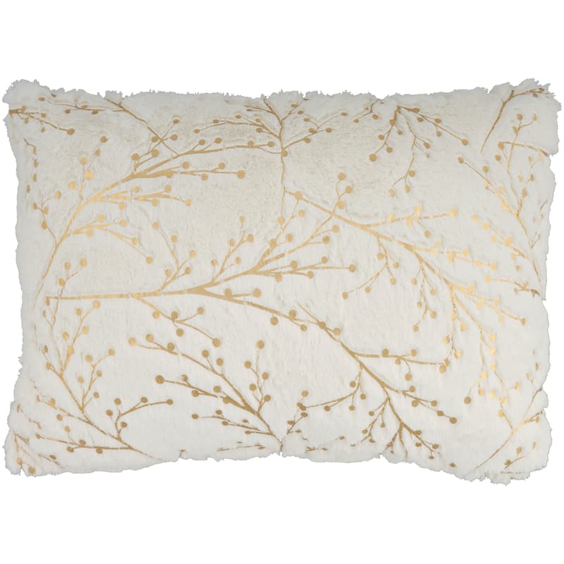 Mina Victory Faux Fur Metallic Branches Indoor Accent Pillows or Throw