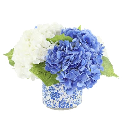 Real Touch Hydrangeas Arranged in Decorative Ceramic Pot