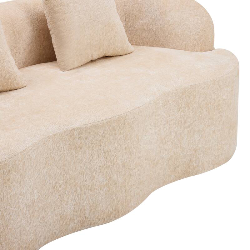 Roomfitters Green Curved Loveseat Sofa with Round Armrest, Compression Couch with 2 Pillows for Living Room & Bedroom