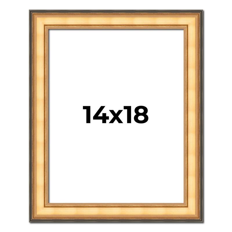14x18 Frame Gold Plein Aire Solid Wood Picture Frame Width 2 Inches |