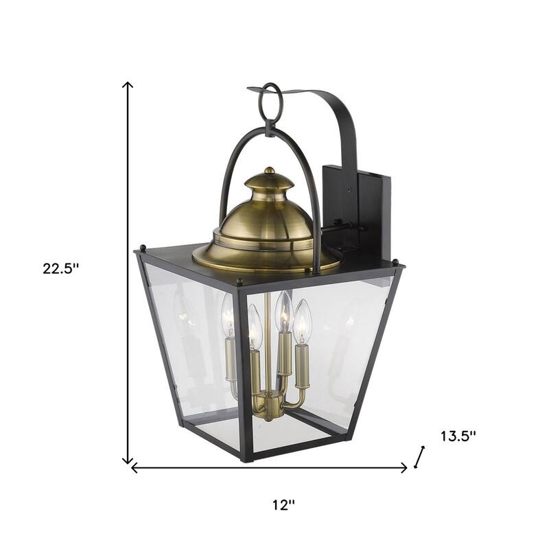 Bronze Glass LED Flush Mount Outdoor Wall Light with Bulbs