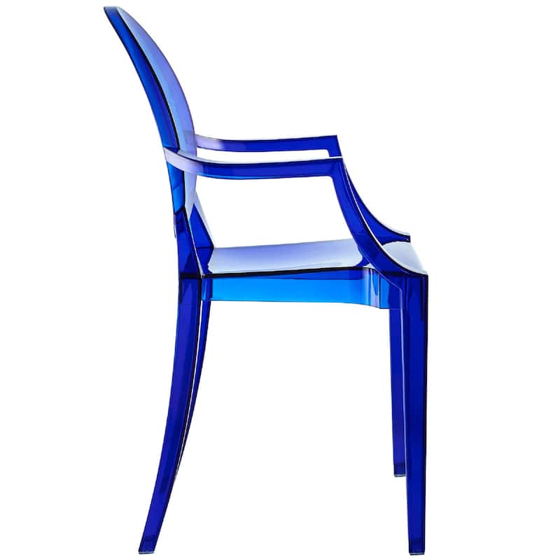 Casper Modern Acrylic Stacking Dining Armchairs in Blue (Set of 4)