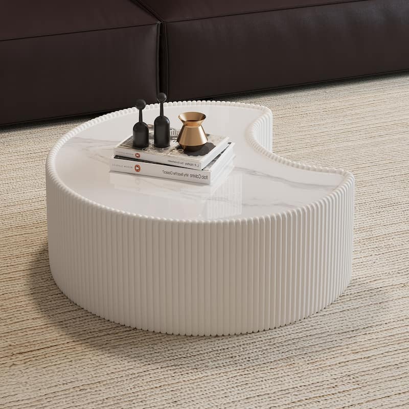 Light Sintered stone Top Stylish Irregular Shape Leather Coffee modern Sofa Table for Living Room