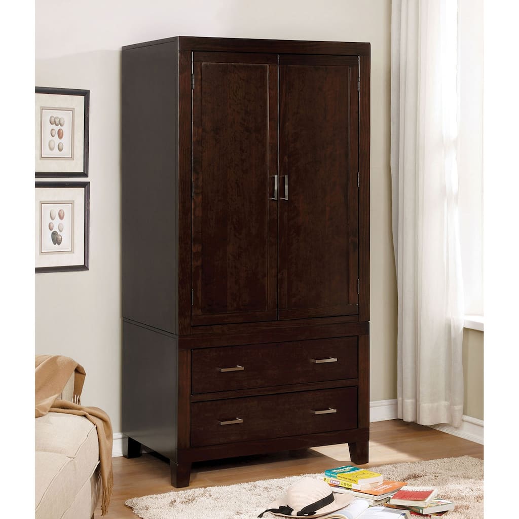 Wooden Armoire With 2 Drawers, Espresso