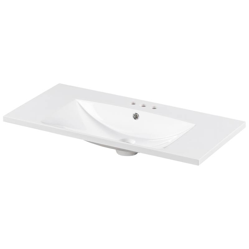 Topcraft Resin Bathroom Vanity Sink Top with Overflow - 36" - 36"