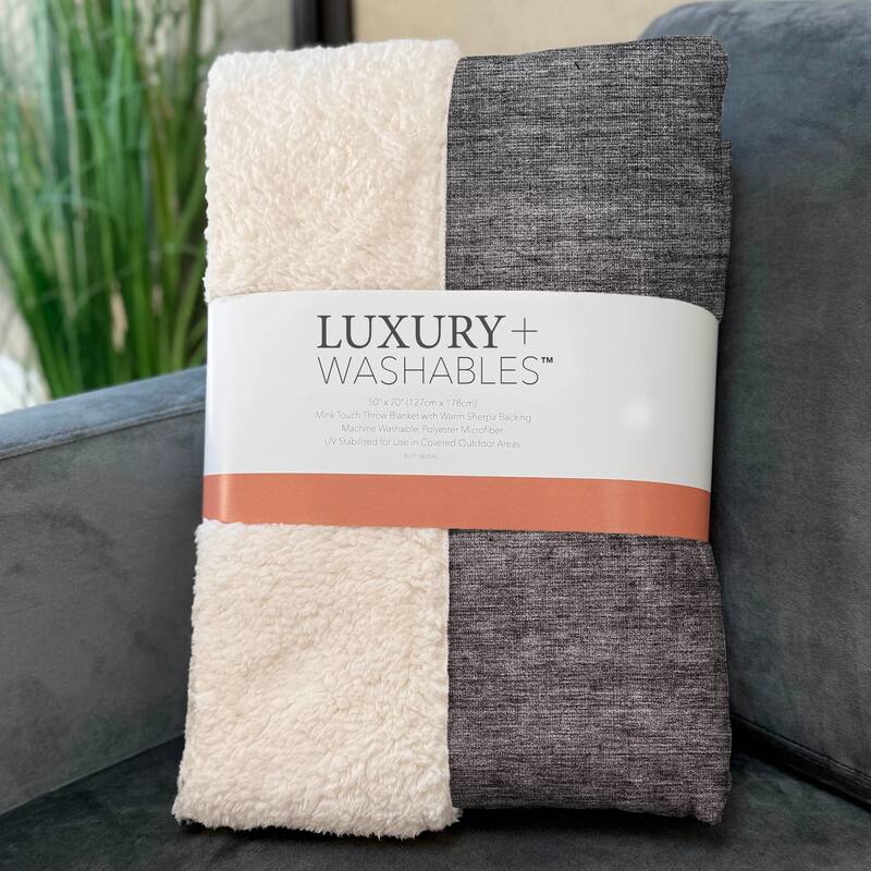 Premium Machine Washable Modern Ombre Sherpa Throw Blanket
