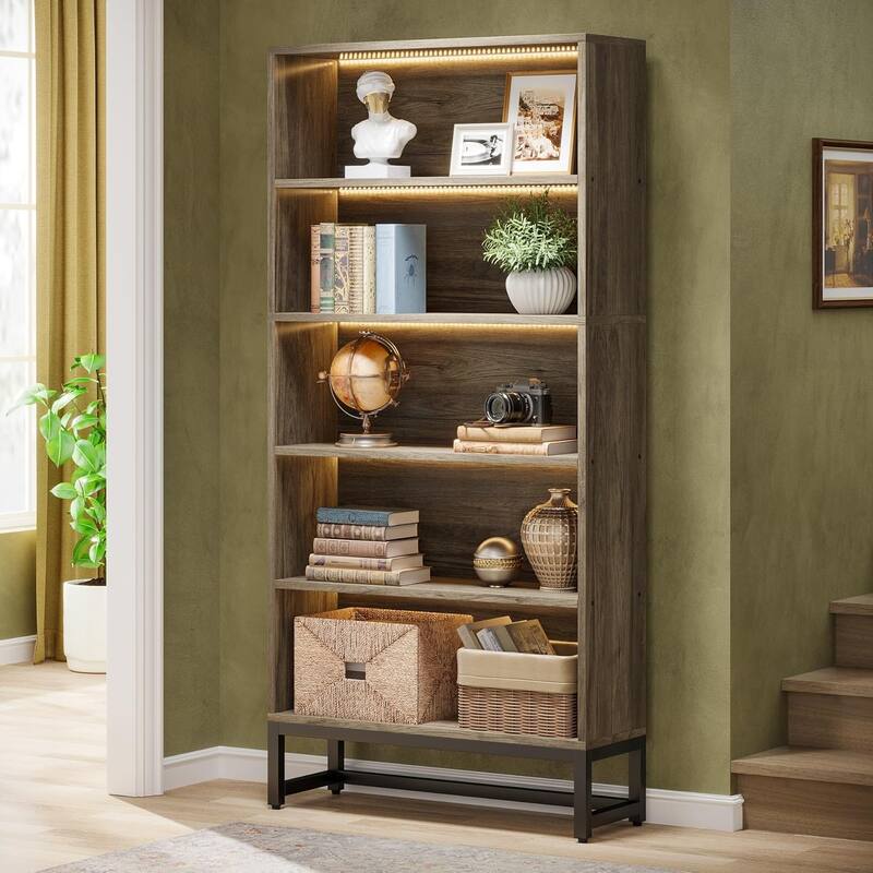71-Inch Tall Bookcase, Heavy Duty Free-Standing Library Bookshelf with 5-Tier Shelves for Living Room