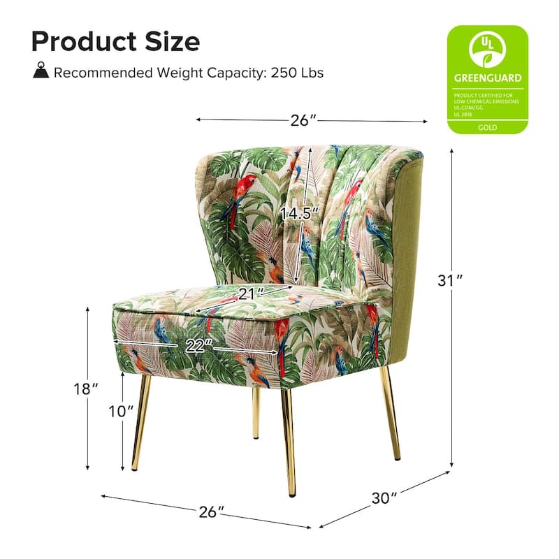 Almira Contemporary Upholstered Armless Side Chair with Tufted Back Set of 2 by HULALA HOME