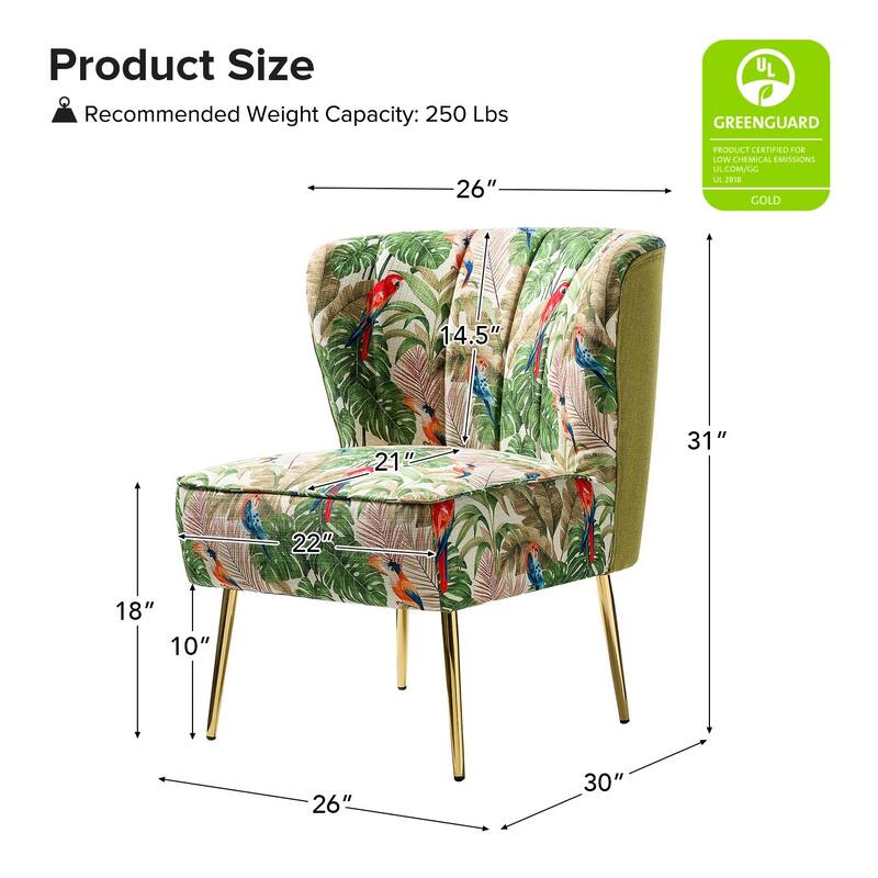 Amata Bold Patterned Tufted Side Chair with Goldtone Legs
