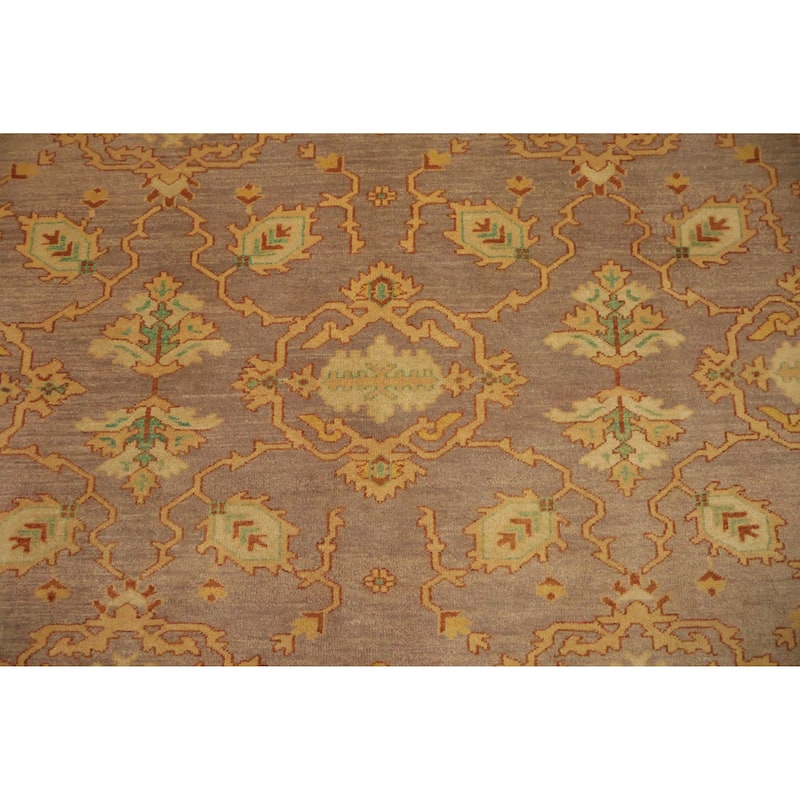 Hand Knotted Oriental 100% Wool Carpet Transitional Tribal Purples Oushak Area Rug - 10' 0'' X 7' 0''