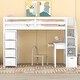 preview thumbnail 2 of 7, White Solid Wood Twin Size Loft Bed with Desk, Storage Drawers, Shelves, and Stairs, Maximized Space, Multifunctional