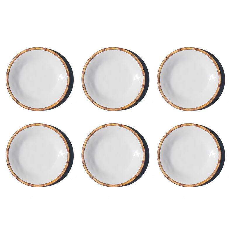 Abode Homewares Bamboo Rim NewWave Melamine Dinner Plate - White - 10.5" - Set of 6 - White