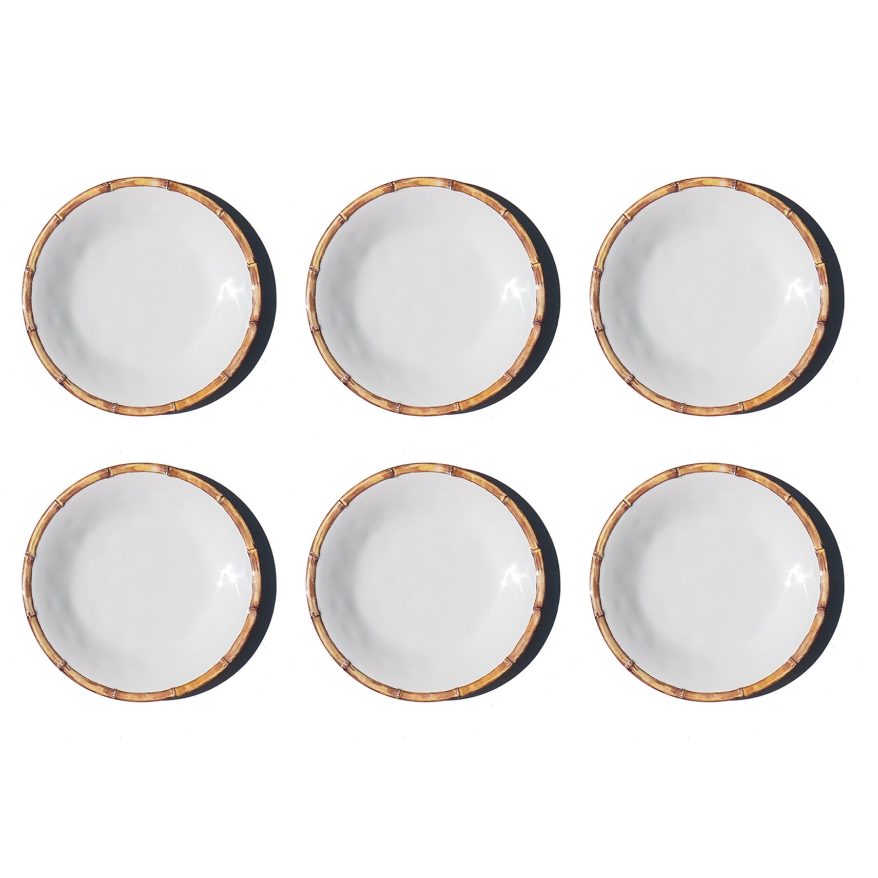 Abode Homewares Bamboo Rim NewWave Melamine Dinner Plate - White - 10.5" - Set of 6