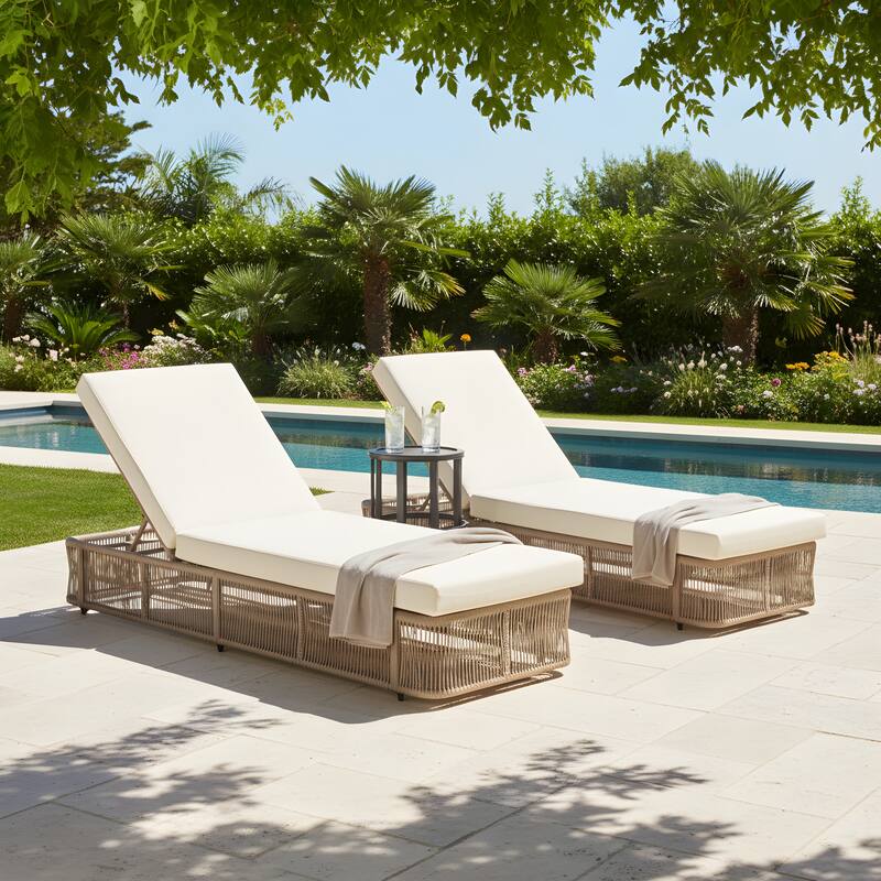 Christopher Knight Home - Outdoor 5-Position Adjustable Sunlounge Set with Woven Rope Base & Ceramic Tile Side Table