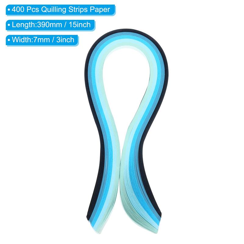 400 Pcs 390 x 7mm Rainbow Quilling Strips Paper - Gradient Blue