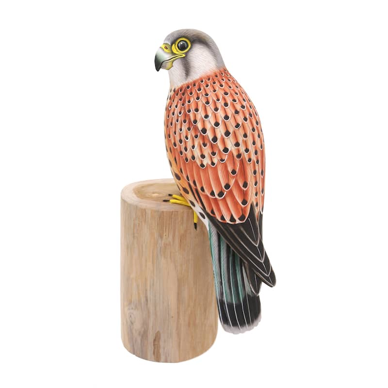 Novica Handmade Common Kestrel Wood Statuette