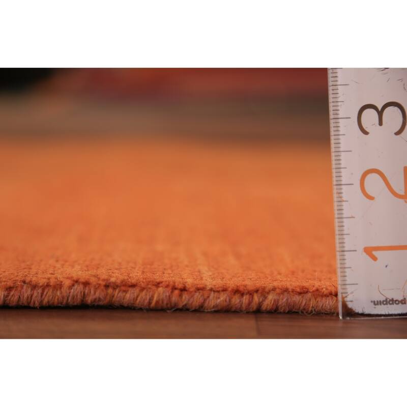 Orange Modern Gabbeh Oriental Foyer Rug Hand-Knotted Wool Carpet - 2'11" x 4'10"