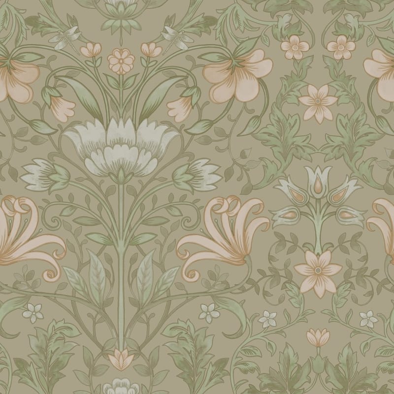 Vintage Floral Non-Pasted Wallpaper – 396 in x 20.8 in - Beige