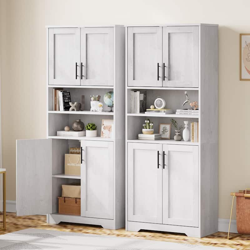 67" Tall Storage Cabinet, Kitchen Pantry Cabinet with Adjustable Shelves, Open Compartments