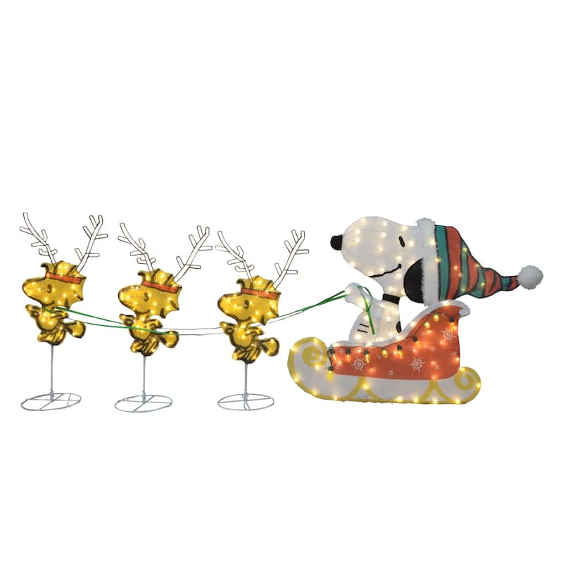 30" Peanuts 2D Sleigh with Snoopy and Woodstock