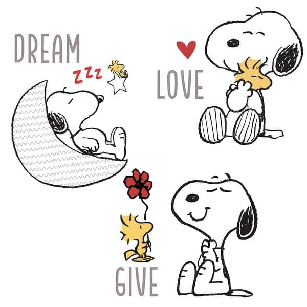 slide 2 of 4, Bedtime Originals Snoopy Love Wall Decals/Stickers w/ Woodstock, Stars, & Moon