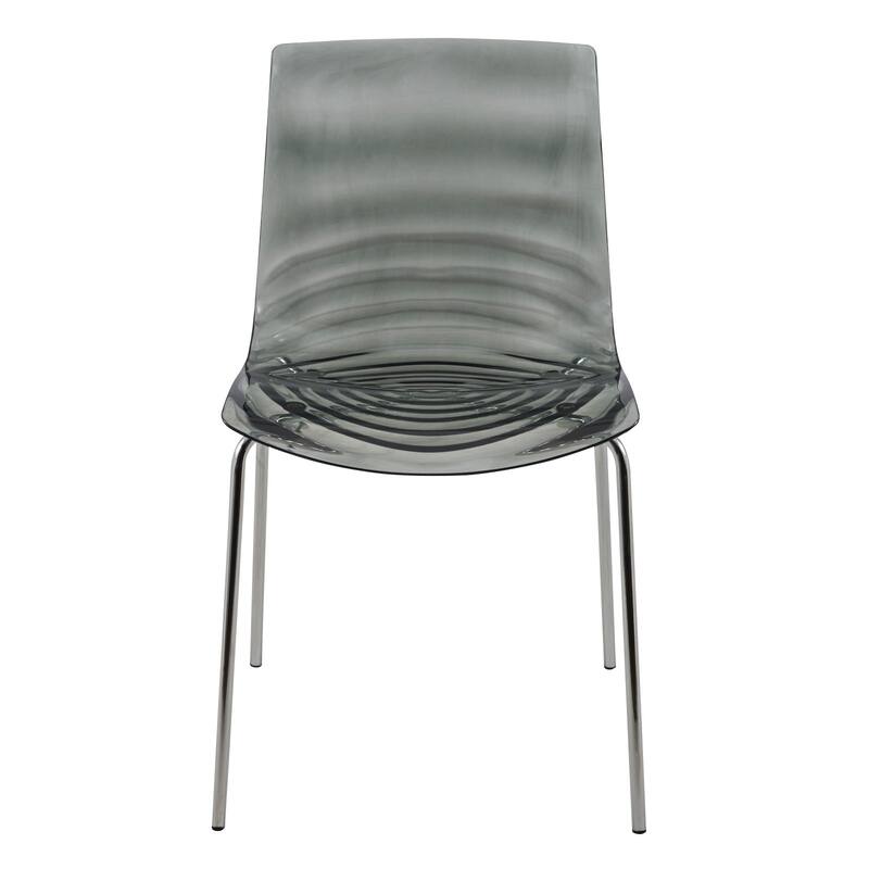 Astor Acrylic Dining Chair with Chrome Legs Modern Accent Side Chair Water Ripple Design Seats