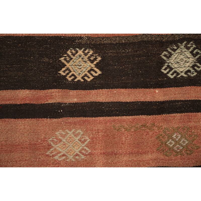 Hand Woven Oriental 100% Wool Carpet Southwestern Tribal Oranges & Rust Kilim Area Rug - 11' 6'' X 5' 11''