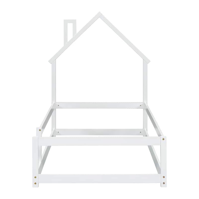 Whimsical Twin Bed with House Design and Safety Guardrails