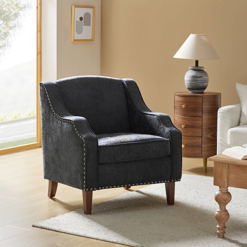 Lucretius Armchair with Nailhead Trim by HULALA HOME - CHARCOAL